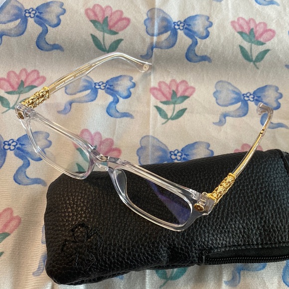 Chrome Hearts Hard Transparent Gold Cross Sunglasses - Picture 1 of 6